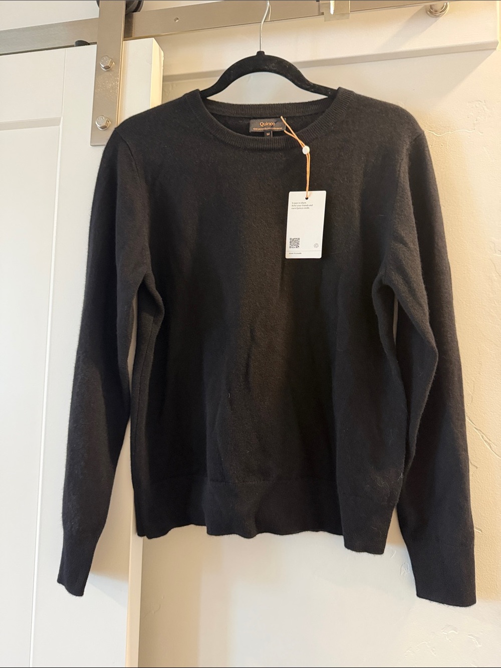 Quince Black Crewneck Cashmere-Blend Sweater